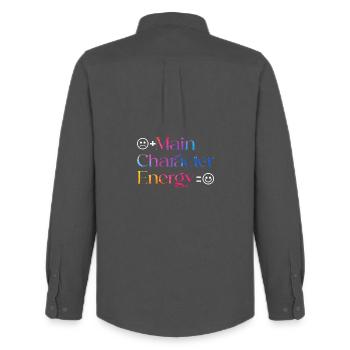Main Character Energy smilie - Men's Oxford Shirt by Stanley/Stella - anthracite - Back - AI Model Male 185 dark (185cm)