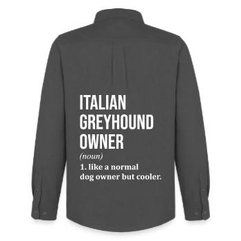 Greyhound - Men's Oxford Shirt by Stanley/Stella - anthracite - Back - AI Model Male 185 dark (185cm)