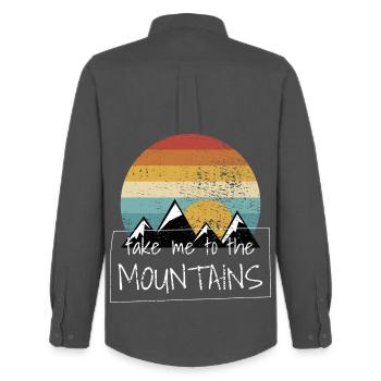 Hiking Hikes - Men's Oxford Shirt by Stanley/Stella - anthracite - Back - AI Model Male 185 dark (185cm)