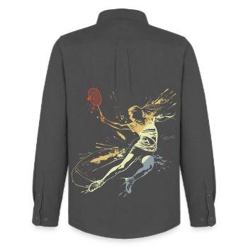 Badminton Mme Grafitti - Chemise Oxford homme Stanley/Stella - charbon - Dos - AI Model Male 185 dark (185cm)