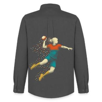 handball mädchen - Männer Oxford Hemd von Stanley/Stella - Anthrazit - Hinten - AI Model Male 185 dark (185cm)