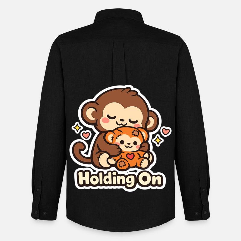 Punch Macaque Holding On - Männer Oxford Hemd von Stanley/Stella - Schwarz
