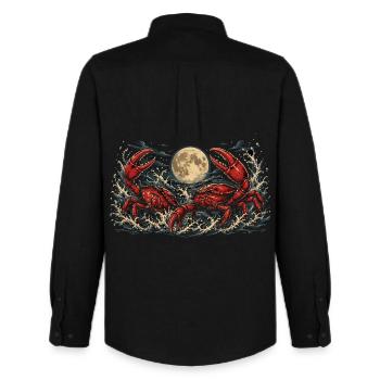 Crabs in the Moonlight Sea Graphic Design - Men's Oxford Shirt by Stanley/Stella - black - Back - AI Model Male 185 dark (185cm)