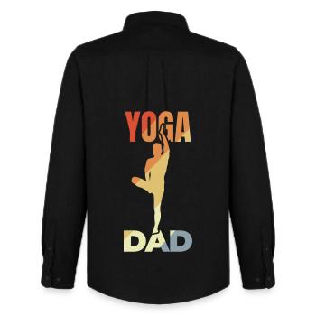 Yoga Father - Men's Oxford Shirt by Stanley/Stella - black - Back - AI Model Male 185 dark (185cm)