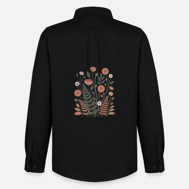 Boho Blumen – Blühende Harmonie - Männer Oxford Hemd von Stanley/Stella - Schwarz