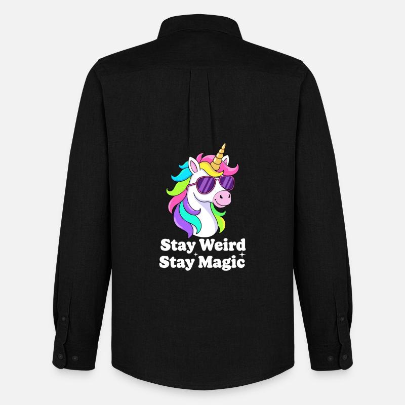 Buntes Einhorn mit Sonnenbrille - Männer Oxford Hemd von Stanley/Stella - Schwarz