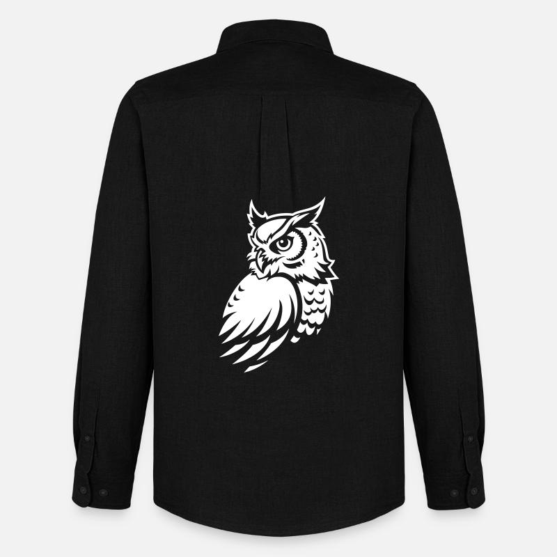 Wachsame Eule – Tattoo Silhouette - Männer Oxford Hemd von Stanley/Stella - Schwarz
