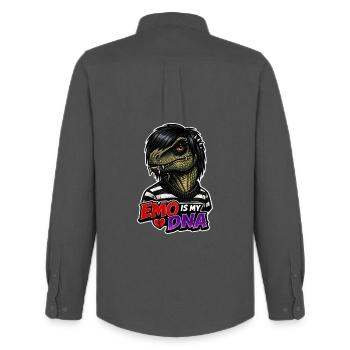 Emo Dinosaur, Sad Dino, Emotional - Men's Oxford Shirt by Stanley/Stella - anthracite - Back - AI Model Male 185 dark (185cm)