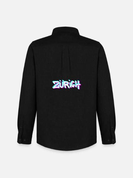 Zurich Neon Graffiti - Men's Oxford Shirt by Stanley/Stella - black