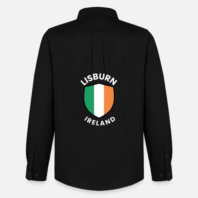 Lisburn Shield Irish Flag Tee - Männer Oxford Hemd von Stanley/Stella - Schwarz
