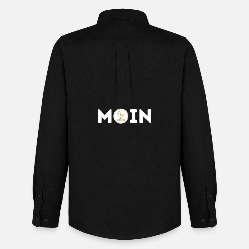 Moin mit Möwe S/W - Männer Oxford Hemd von Stanley/Stella - Schwarz