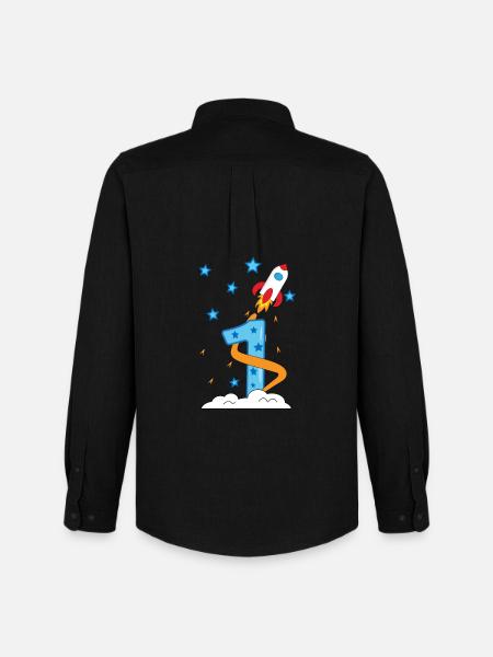 1. Anniversaire bébé enfant fusée - Chemise Oxford homme Stanley/Stella - noir