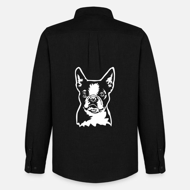 Boston Terrier Kopf "Black Edition" - Männer Oxford Hemd von Stanley/Stella - Schwarz