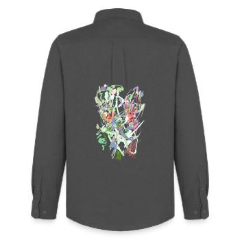 Background Design - Pastel - Men's Oxford Shirt by Stanley/Stella - anthracite - Back - AI Model Male 185 dark (185cm)