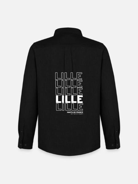 Lille lettering pattern HautsdeFrance - Men's Oxford Shirt by Stanley/Stella - black