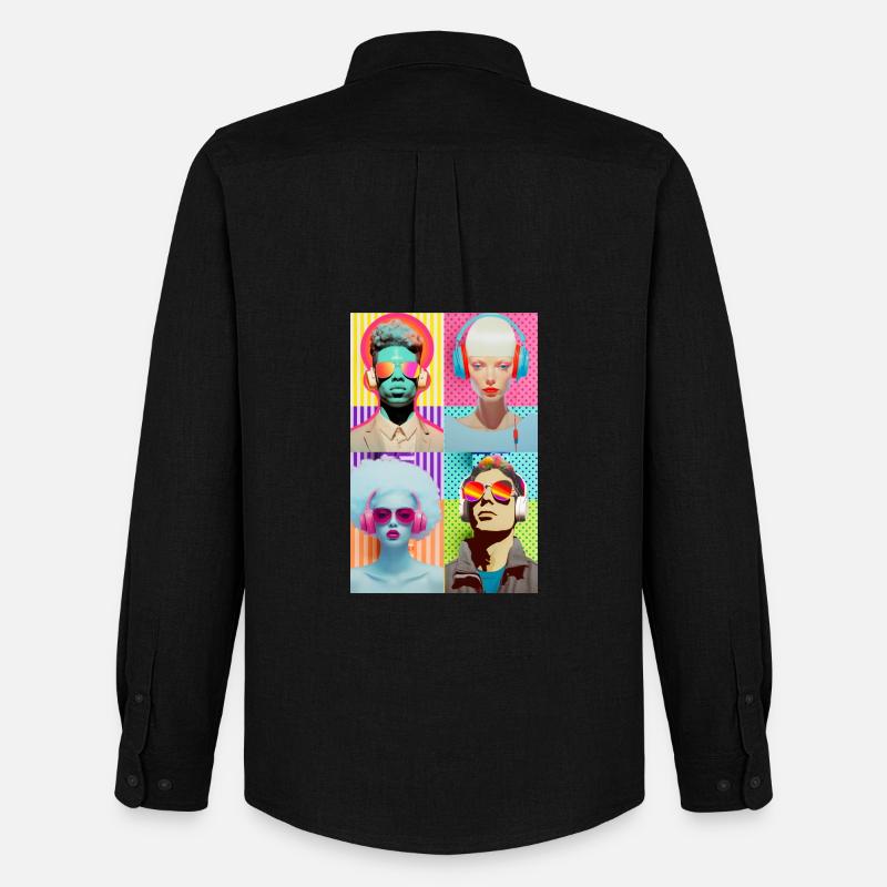 Musik Pop Art - Männer Oxford Hemd von Stanley/Stella - Schwarz