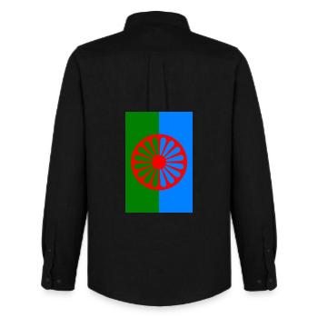 115552801 179234121 Roma flag 2 - Men's Oxford Shirt by Stanley/Stella - black - Back - AI Model Male 185 dark (185cm)