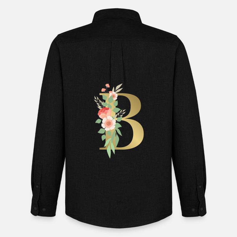 Eleganter Buchstabe 'B' mit Blumen - Männer Oxford Hemd von Stanley/Stella - Schwarz