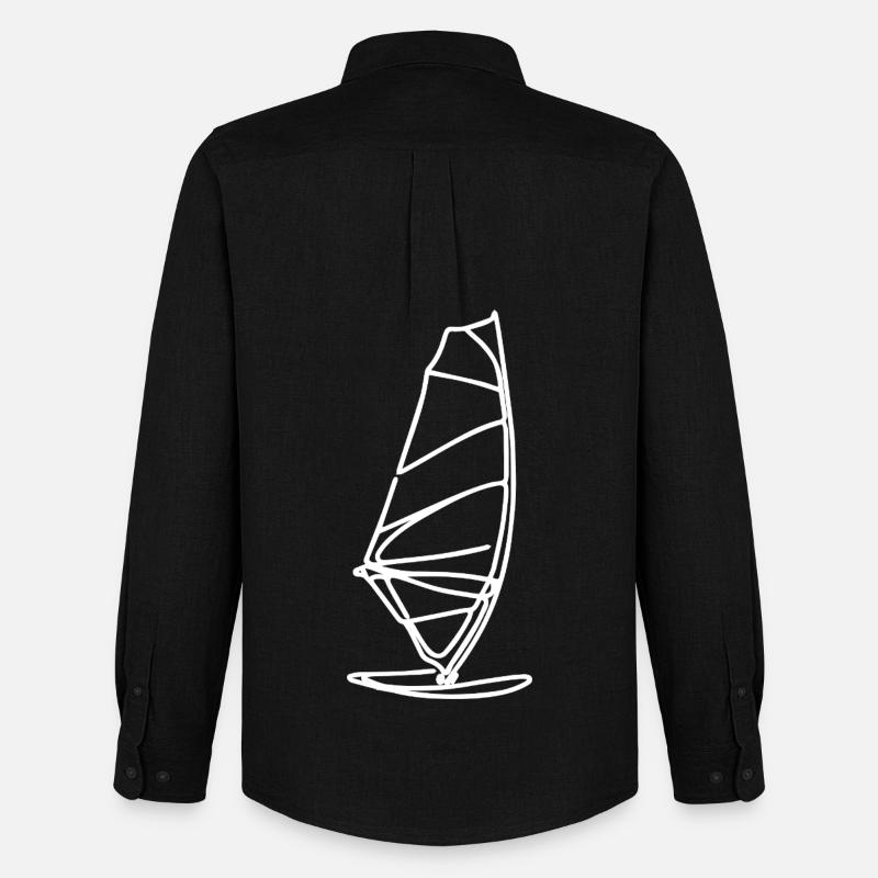 Windsurfbrett Skizze - Männer Oxford Hemd von Stanley/Stella - Schwarz
