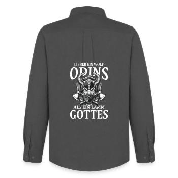Lieber Ein Wolf Odins Als Ein Lamm Gottes Wikinger - Men's Oxford Shirt by Stanley/Stella - anthracite - Back - AI Model Male 185 dark (185cm)