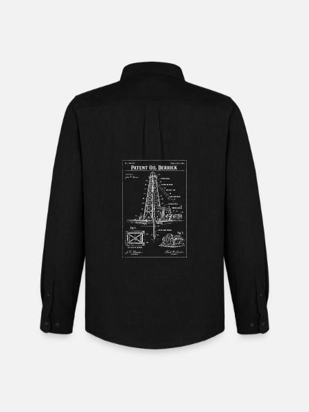 Oil Derrick Blueprint Patent - Men's Oxford Shirt by Stanley/Stella - black