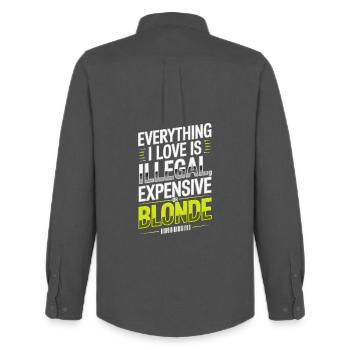Everything I Love Illegal Expensive Blonde Männer - Männer Oxford Hemd von Stanley/Stella - Anthrazit - Hinten - AI Model Male 185 dark (185cm)