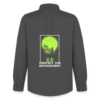 protect nature - Men's Oxford Shirt by Stanley/Stella - anthracite - Back - AI Model Male 185 dark (185cm)