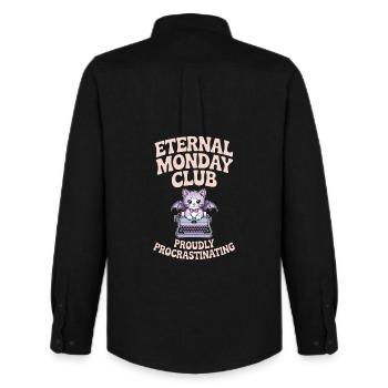 Eternal Monday Club Procrastinating Cat - Men's Oxford Shirt by Stanley/Stella - black - Back - AI Model Male 185 dark (185cm)