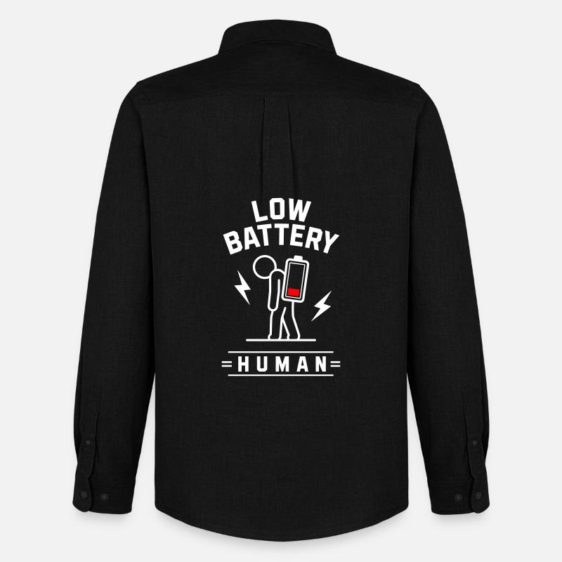 🪫LOW BATTERY HUMAN - Männer Oxford Hemd von Stanley/Stella - Schwarz