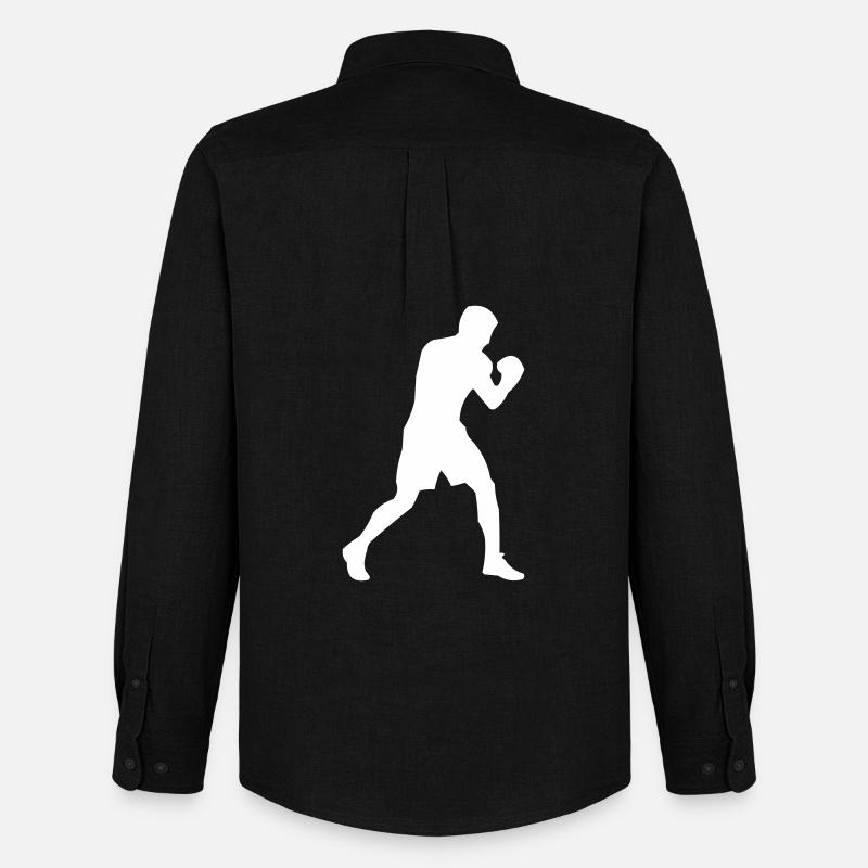 Boxer-Silhouette in Bewegung - Männer Oxford Hemd von Stanley/Stella - Schwarz