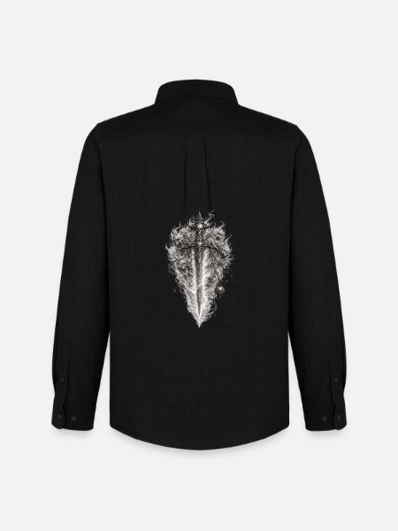 Flaming Skull Sword Gothic Graphic - Men's Oxford Shirt by Stanley/Stella - black