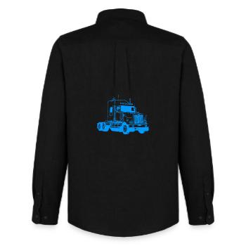 Camion de Transport Industriel Art Déco - Chemise Oxford homme Stanley/Stella - noir - Dos - AI Model Male 185 dark (185cm)