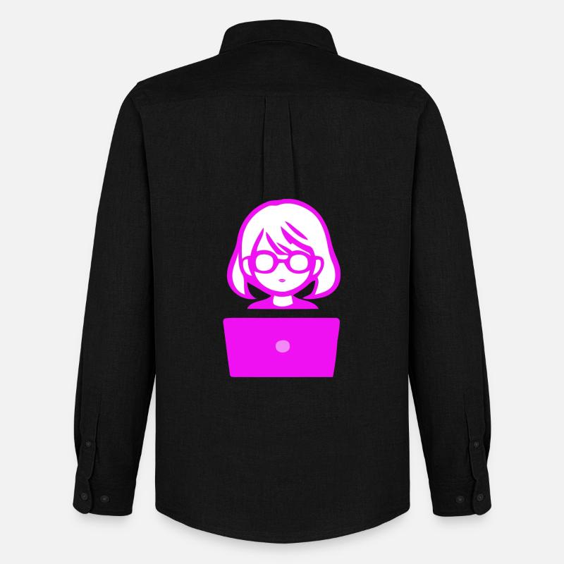 Woman with Computer Programmer Coder - Men's Oxford Shirt by Stanley/Stella - black