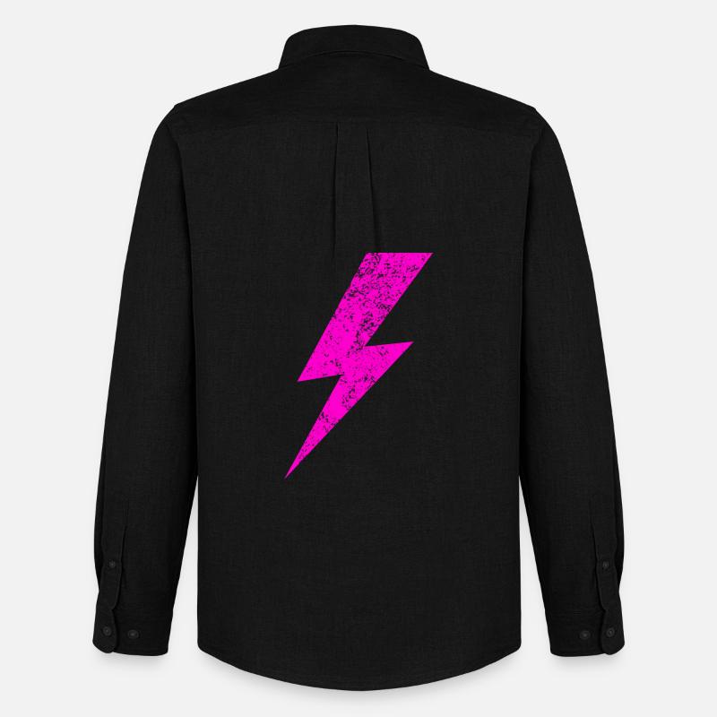 Leuchtender Pink Blitz Motiv - Männer Oxford Hemd von Stanley/Stella - Schwarz