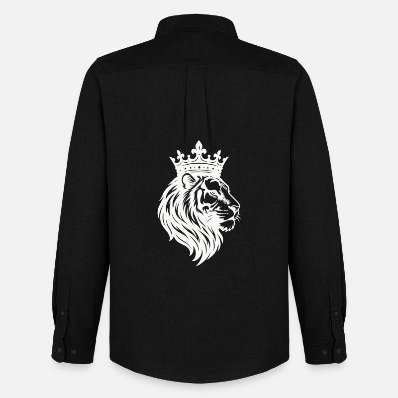 Löwe Krone King - Männer Oxford Hemd von Stanley/Stella - Schwarz