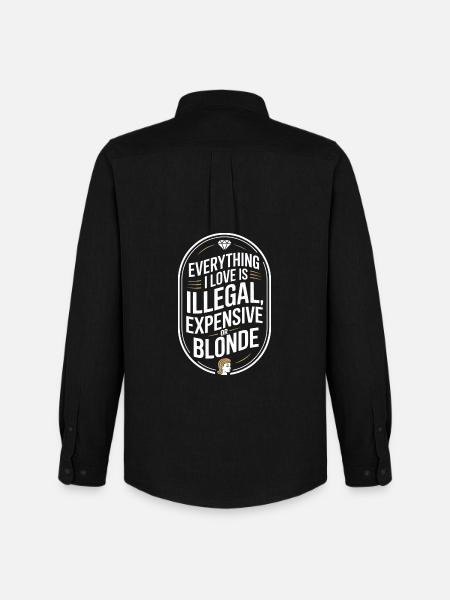 Everything I Love Illegal Expensive Blonde Männer - Männer Oxford Hemd von Stanley/Stella - Schwarz