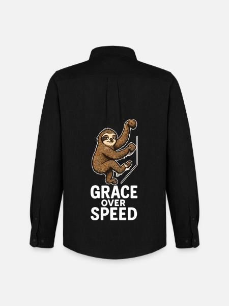Bouldering Motivation – Grace Over Speed Gift - Men's Oxford Shirt by Stanley/Stella - black