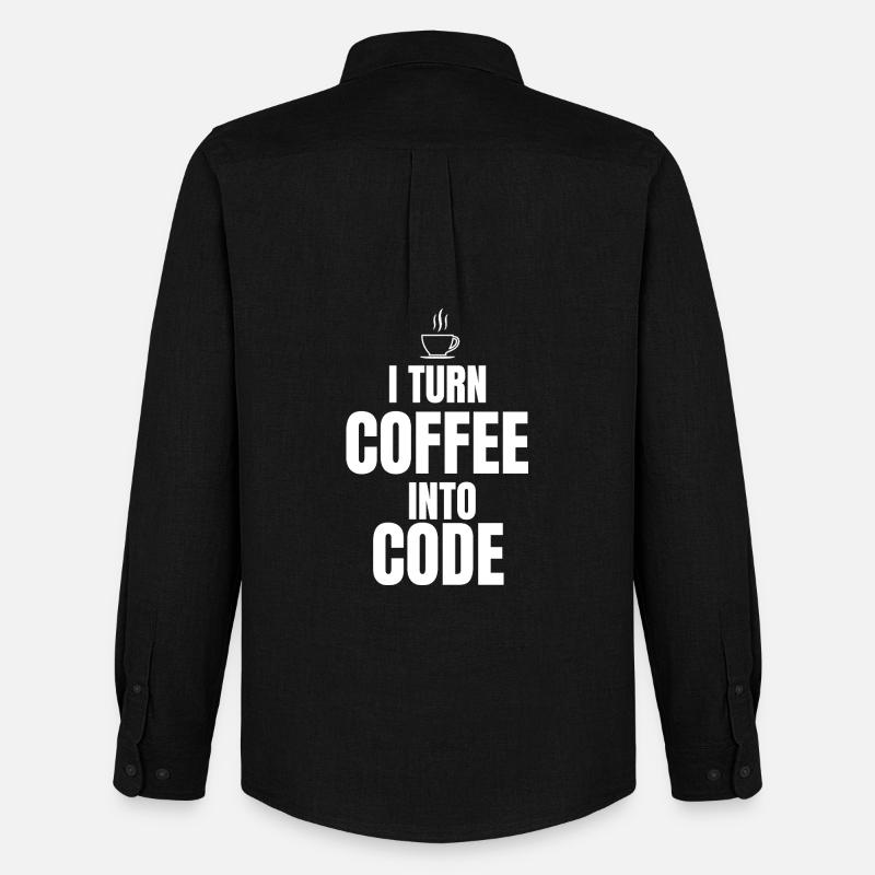 I Turn Coffee Into Code - Men's Oxford Shirt by Stanley/Stella - black
