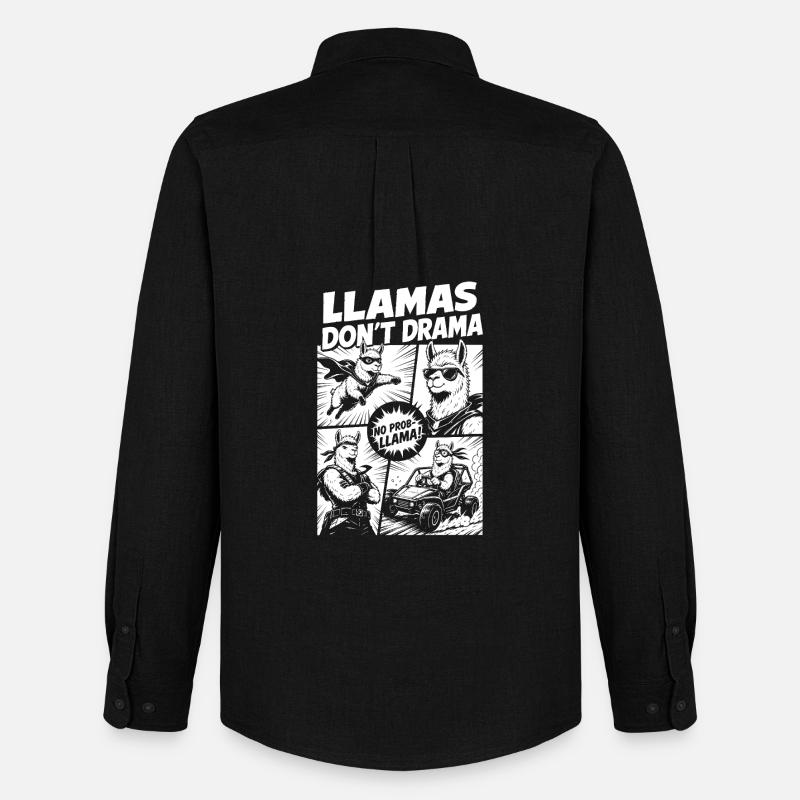 Llama Mode Action Comic - Männer Oxford Hemd von Stanley/Stella - Schwarz