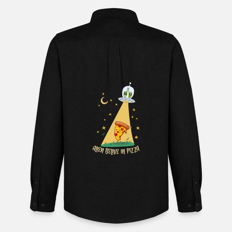 Außerirdische Pizza 2 - Männer Oxford Hemd von Stanley/Stella - Schwarz