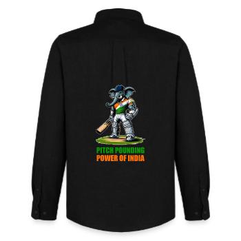 Indien Cricket Elefanten Design - Männer Oxford Hemd von Stanley/Stella - Schwarz - Hinten - AI Model Male 185 dark (185cm)