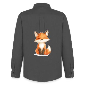 Fuchs Wintermotiv - Männer Oxford Hemd von Stanley/Stella - Anthrazit - Hinten - AI Model Male 185 dark (185cm)