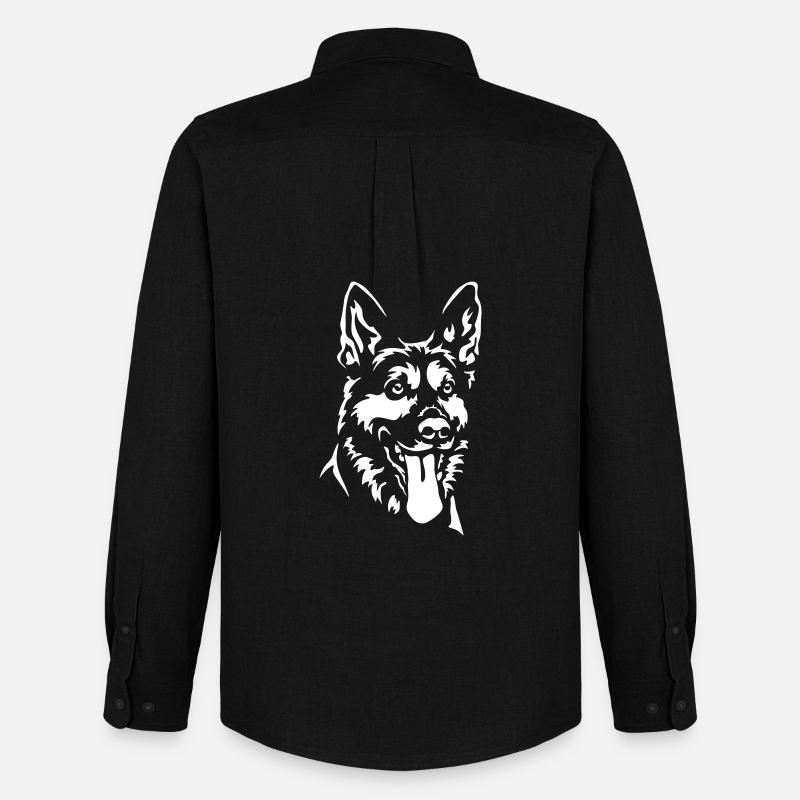 Deutscher Schäferhund Kopf - Männer Oxford Hemd von Stanley/Stella - Schwarz