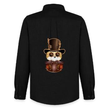 Steampunk Fuchs mit antiken Zylinder Hut & Brille - Männer Oxford Hemd von Stanley/Stella - Schwarz - Hinten - AI Model Male 185 dark (185cm)