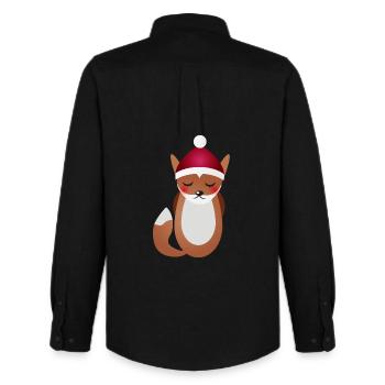 niedlicher Fuchs mit Santa Claus Weihnachtsmütze - Männer Oxford Hemd von Stanley/Stella - Schwarz - Hinten - AI Model Male 185 dark (185cm)