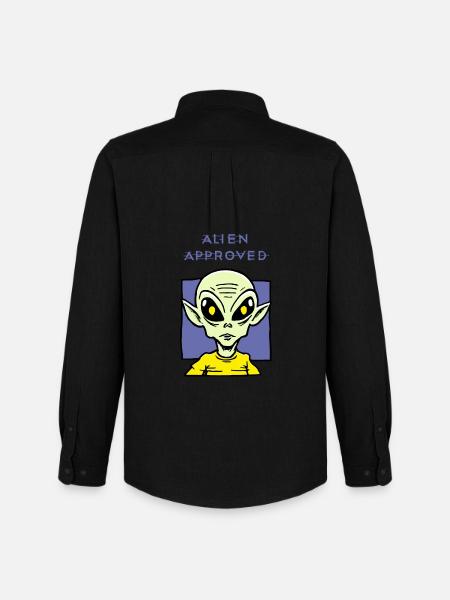 Alien Approved Yellow Eye Design - Men's Oxford Shirt by Stanley/Stella - black