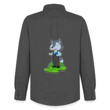 Wolf Poker Poker Card Game - Men's Oxford Shirt by Stanley/Stella - anthracite - Back - AI Model Male 185 dark (185cm)