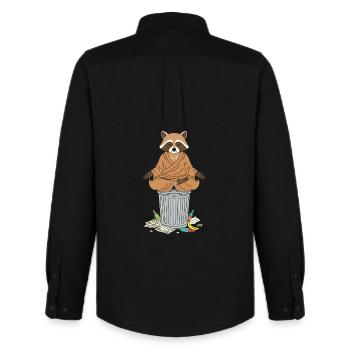 Räuchbär Zen auf Tonne - Chemise Oxford homme Stanley/Stella - noir - Dos - AI Model Male 185 dark (185cm)