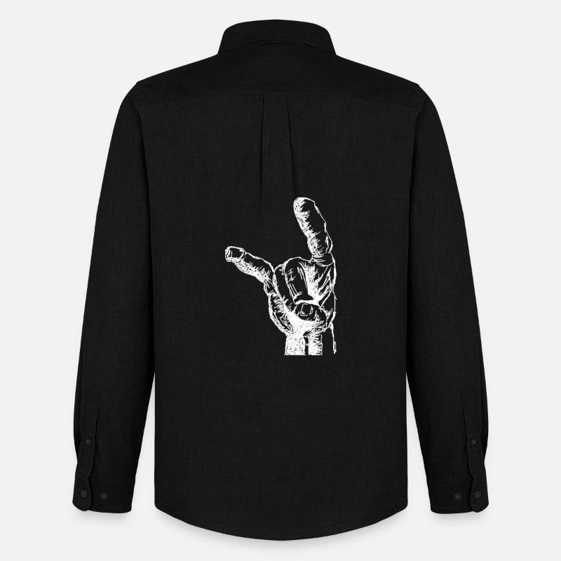 Headbanger´s Hand - Männer Oxford Hemd von Stanley/Stella - Schwarz