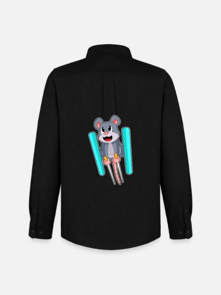 Maus Skispringer Ski Wintersport - Männer Oxford Hemd von Stanley/Stella - Schwarz